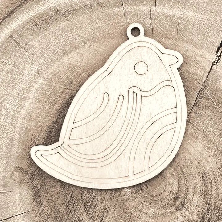 [A01110] Weihnachtsanhänger aus Holz – Vogel zum Anmalen