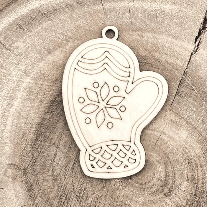 Weihnachtsanhänger aus Holz – Handschuh zum Anmalen