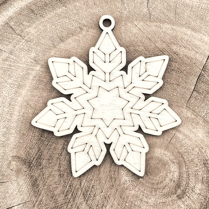[A01112] Weihnachtsanhänger aus Holz – Schneeflocke zum Anmalen