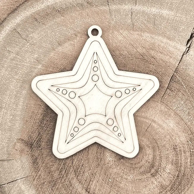 [A01116] Weihnachtsanhänger aus Holz – Stern zum Anmalen