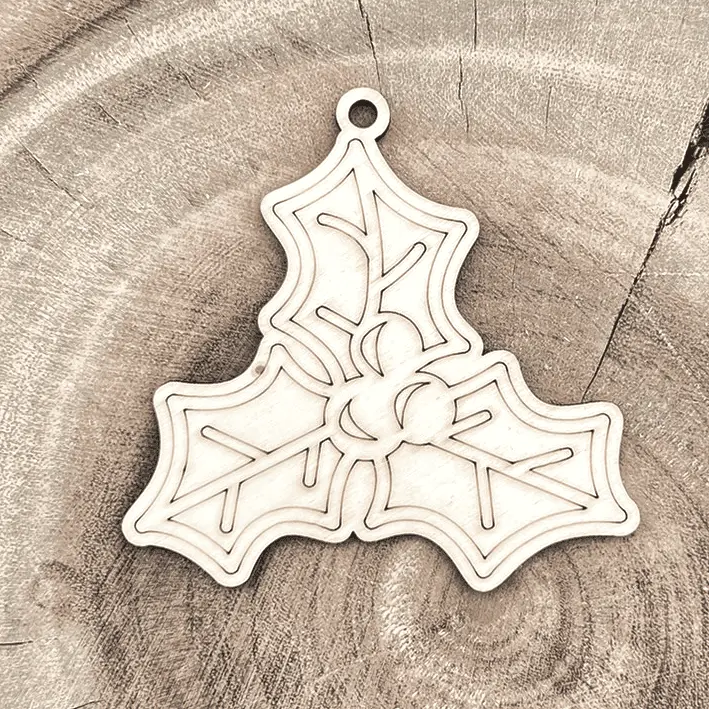 [A01117] Weihnachtsanhänger aus Holz – Mistelzweig zum Anmalen