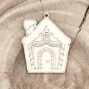 Weihnachtsanhänger aus Holz – Lebkuchenhaus eckig