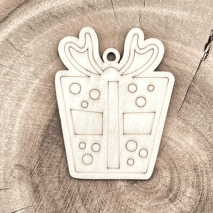 [A01120] Weihnachtsanhänger aus Holz – Geschenkbox zum Anmalen