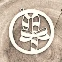 Weihnachtsanhänger aus Holz – Zuckerstange im Rahmen