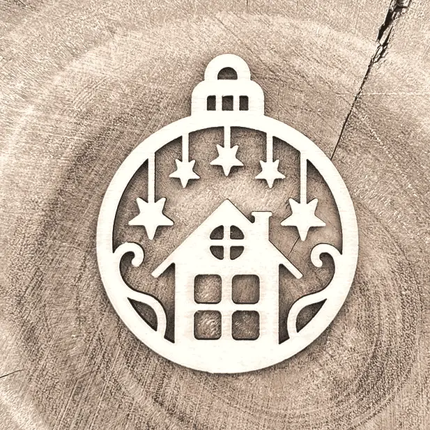 [A01133] Weihnachtsanhänger aus Holz – Sternhaus