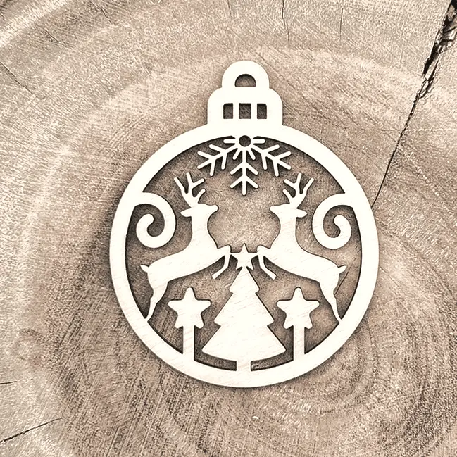 [A01136] Weihnachtsanhänger aus Holz – Rentiere