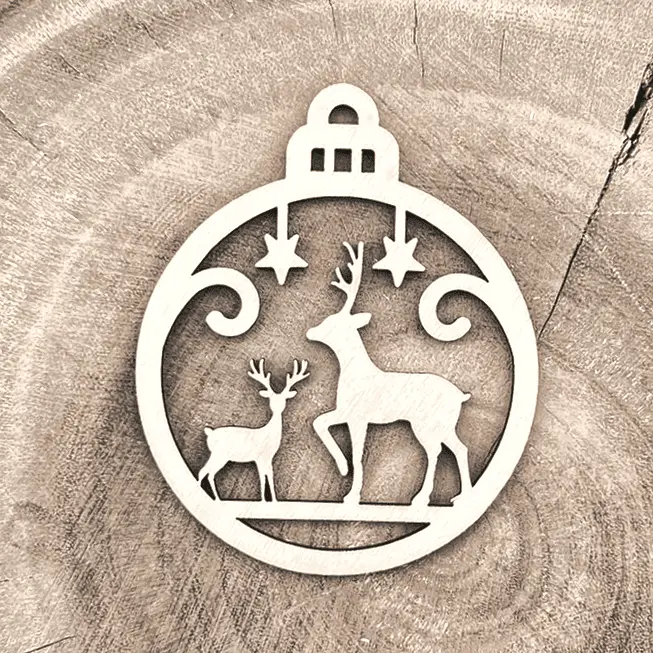 [A01138] Weihnachtsanhänger aus Holz – Rentierfamilie