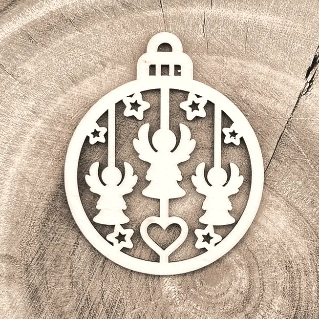 Weihnachtsanhänger aus Holz – Herzengel