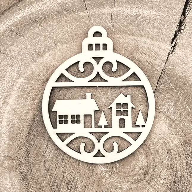 [A01145] Weihnachtsanhänger aus Holz – Weihnachtsdorf