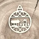 Weihnachtsanhänger aus Holz – Weihnachtsdorf