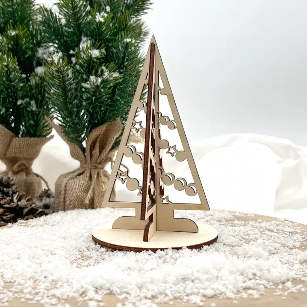 [A01277] 3D-Weihnachtsbaum aus Holz – Glanzbaum