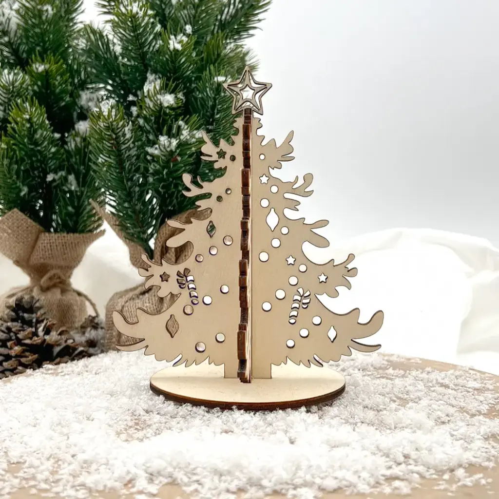 [A01281] 3D-Weihnachtsbaum aus Holz – Sternentanne