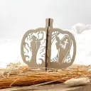 3D Halloween Kürbis aus Holz – Sargmotiv