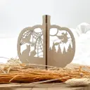 3D Halloween Kürbis aus Holz – Spinnenmotiv