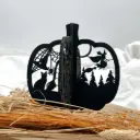 3D Halloween Kürbis aus Holz – Spinnenmotiv