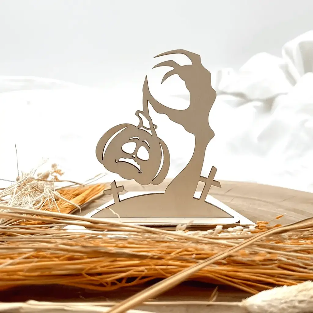 [A01215] Halloween Kerzenpodest - Geisterstunde (Natur)