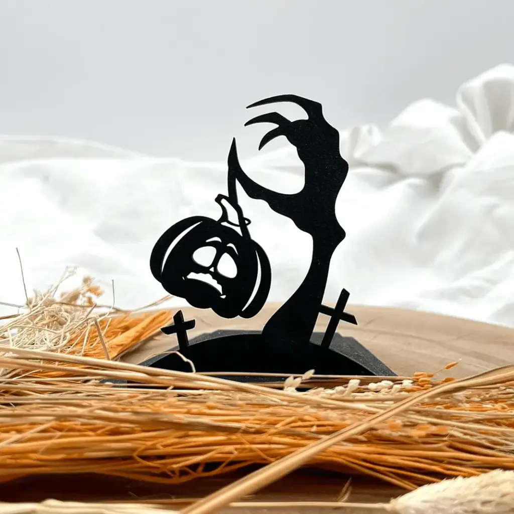 Halloween Kerzenpodest aus Holz – Geisterstunde