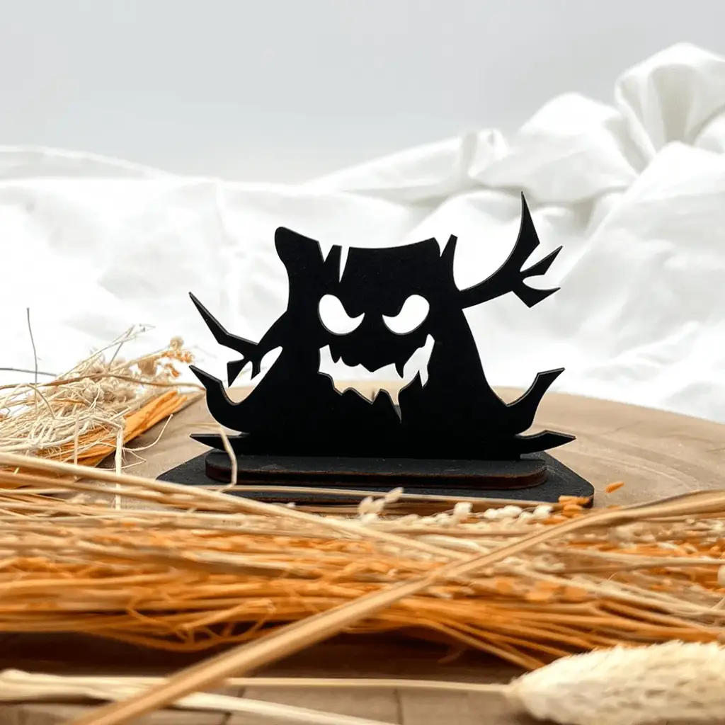 Halloween Kerzenpodest aus Holz – Gruselbaum