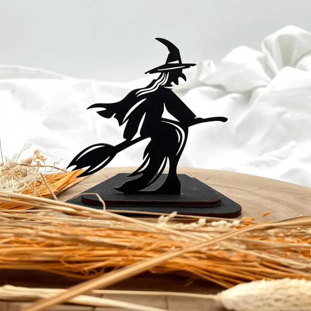 Halloween Kerzenpodest aus Holz – Hexe