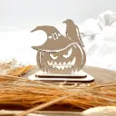 Halloween Kerzenpodest aus Holz – Kürbis des Grauens