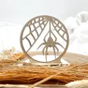 Halloween Kerzenpodest aus Holz – Spinne des Schreckens