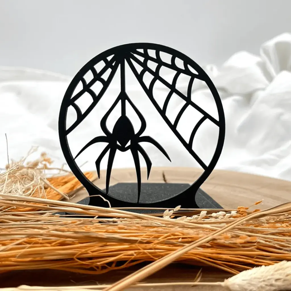 Halloween Kerzenpodest aus Holz – Spinne des Schreckens