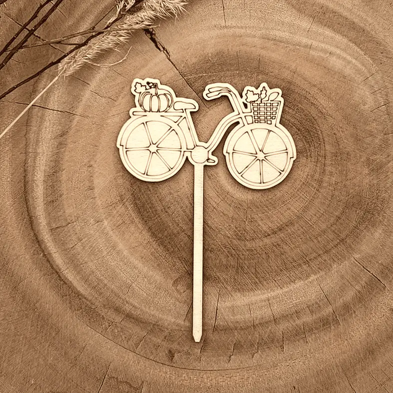 Herbst-Pflanzenstecker Herbstfahrt aus Holz – saisonale Dekoration