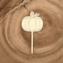 Herbst-Pflanzenstecker Kürbis aus Holz – minimalistische Herbstdeko