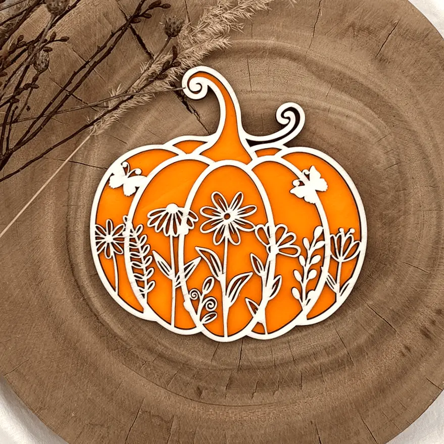 Kürbisdeko - Blumenreigen im Kürbis