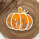 Kürbis Deko aus Holz – Blütenmotiv