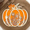 Kürbis Deko aus Holz – Blumen & Blatt