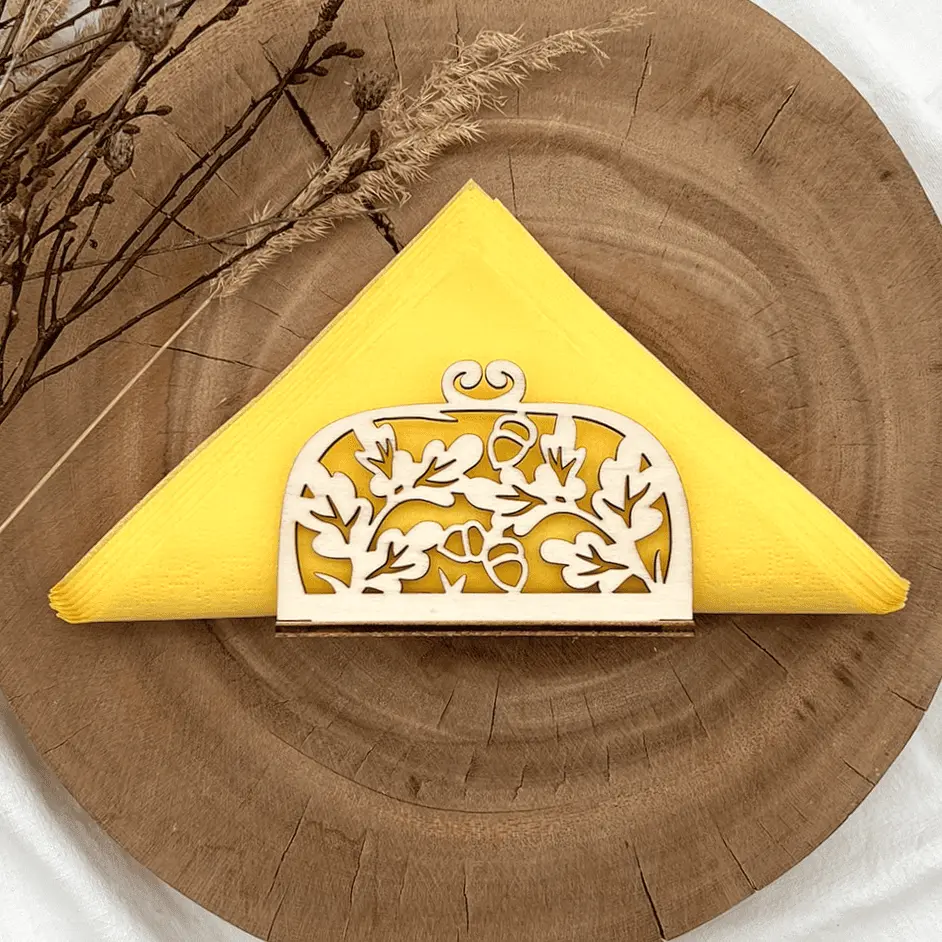 Serviettenhalter aus Holz - Erntedank-Blätter