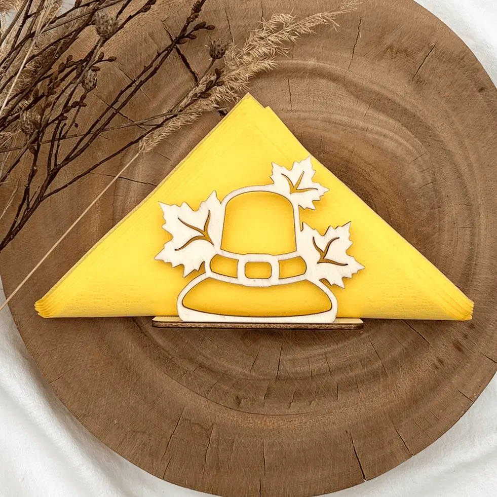 [A01275] Serviettenhalter aus Holz - Festlicher Hut