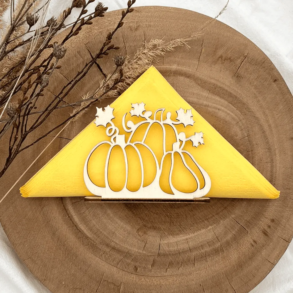Serviettenhalter aus Holz - Kürbisse
