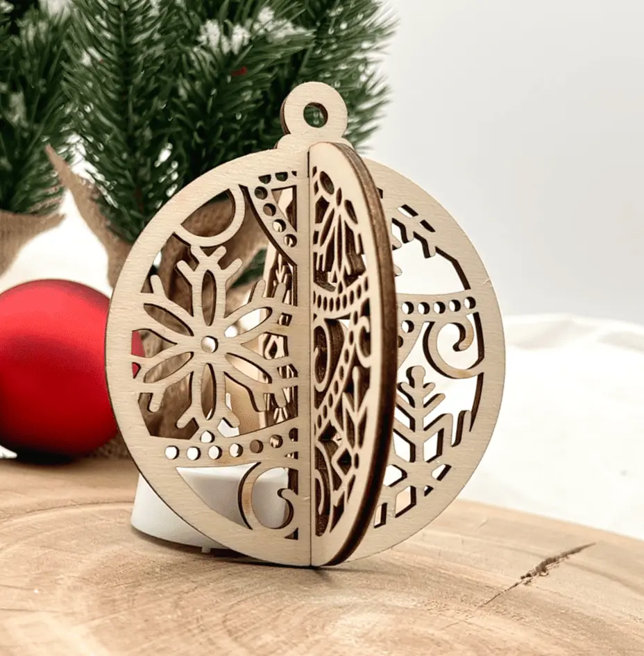 3D-Christbaumkugel aus Holz – Nordwind-Flocke