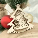 3D-Weihnachtsbaumanhänger aus Holz – Schlittenfahrt im Winterwald