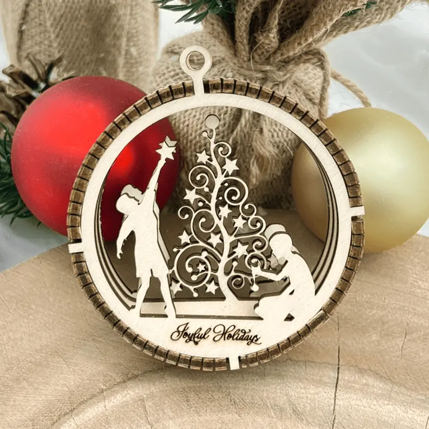 [A01171] 3D-Christbaumschmuck aus Holz – Sternenfänger