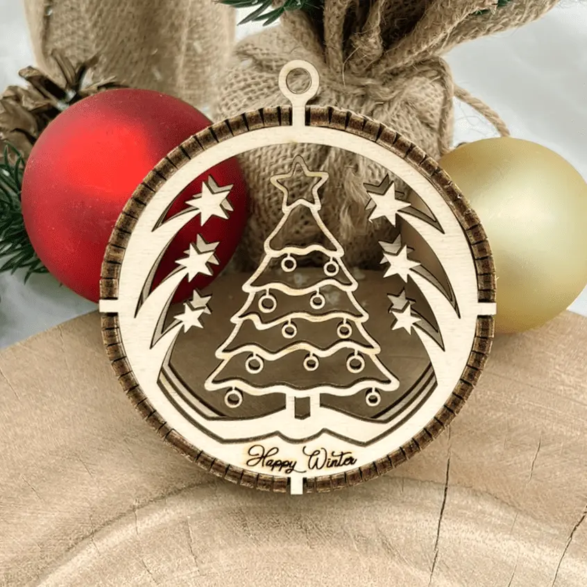 [A01170] 3D-Christbaumschmuck aus Holz – Sternfall Weihnachten