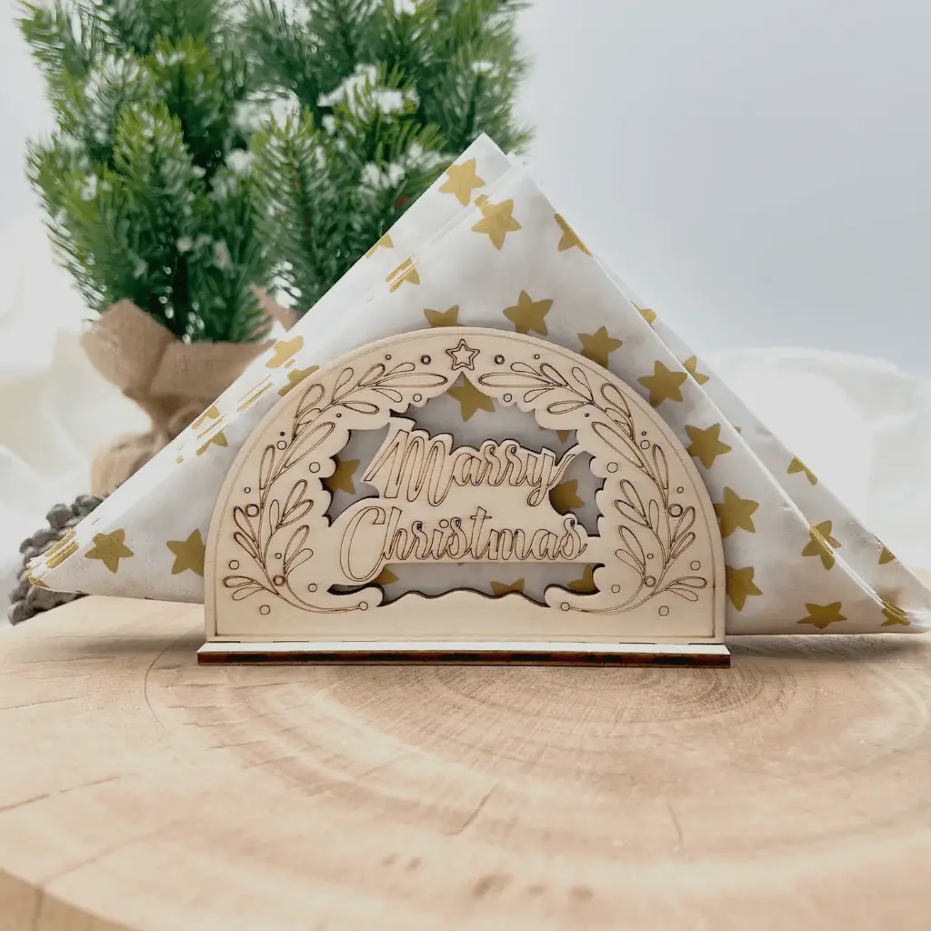 Serviettenhalter aus Holz - Weihnachtliche Grüße