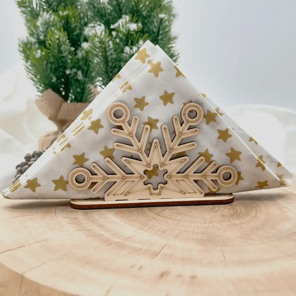 Serviettenhalter aus Holz - Schneeflocke