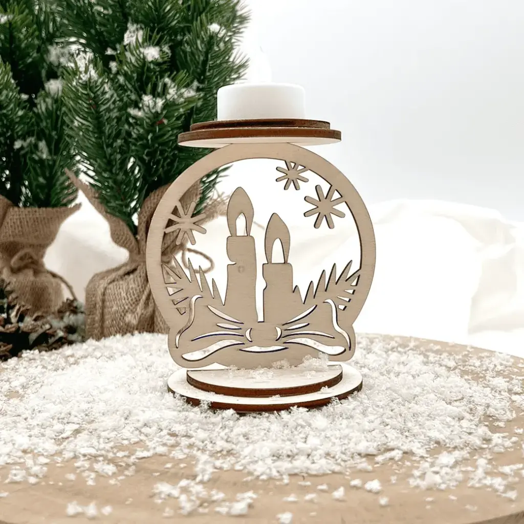 LED-Teelichthalter aus Holz – Lichterglanz