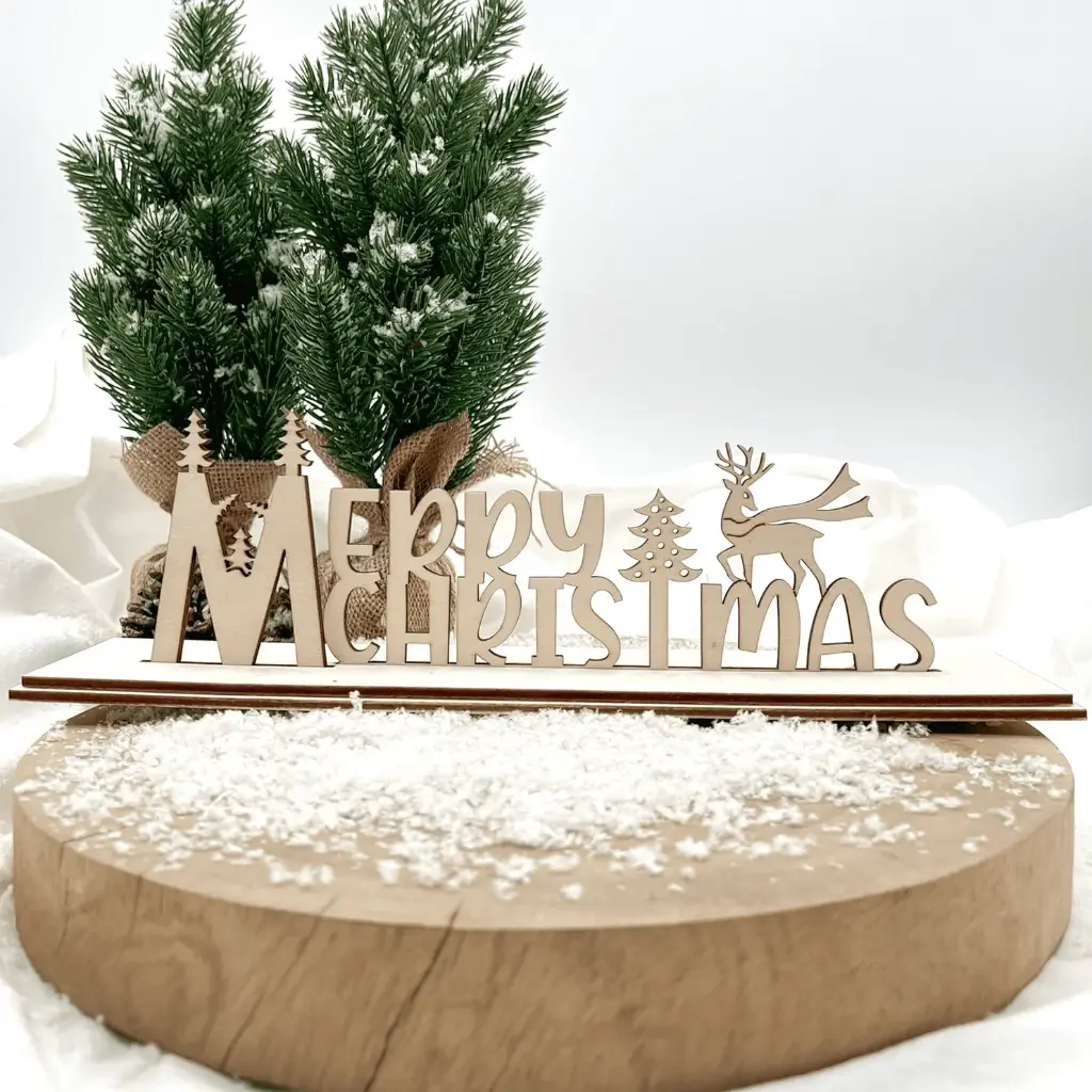 Weihnachtsaufsteller aus Holz – Rudolfs Weihnachtsbotschaft