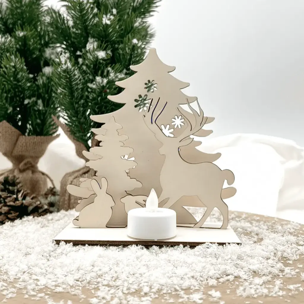 [A01311] Weihnachtsaufsteller aus Holz – Tiere im Wald