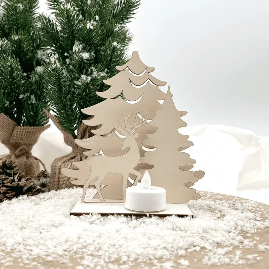 [A01312] Weihnachtsaufsteller aus Holz – Waldweihnacht
