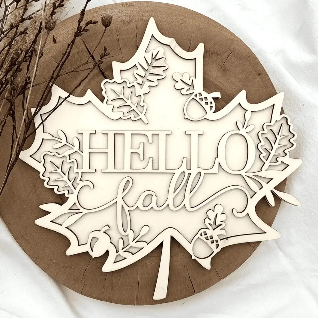 [A01330] Herbst Deko aus Holz – Ahornblatt (Natur)