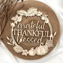 Herbst Deko aus Holz „Dankbar & Gesegnet“ – dekoratives Holzschild