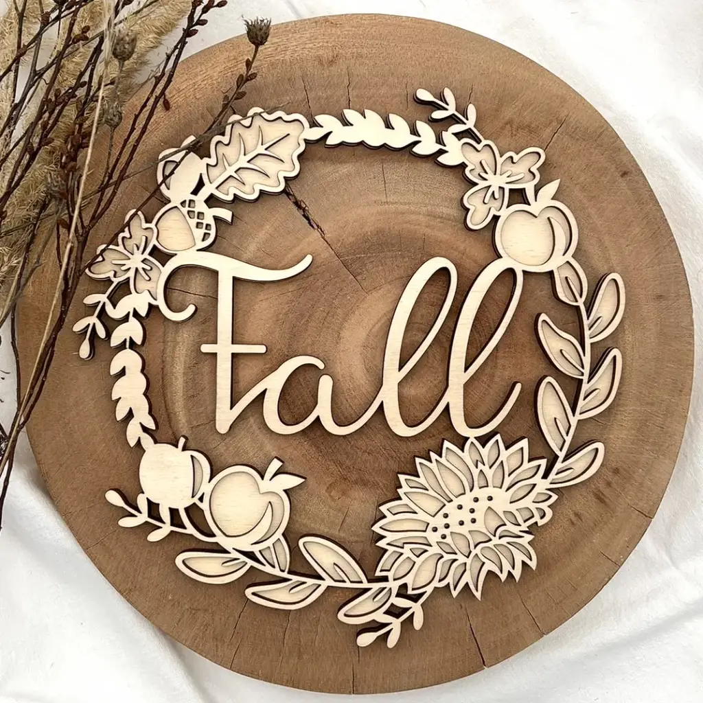 Herbst Deko aus Holz – Blätterkranz