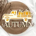 Herbst Deko aus Holz – Truck mit Kürbis