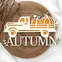 Herbst Deko aus Holz – Truck mit Kürbis