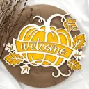 Herbst Deko aus Holz – Kürbis Willkommensschild